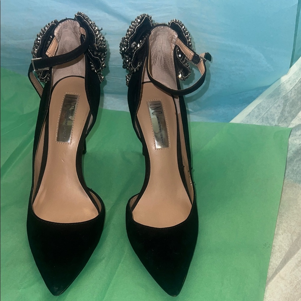Zara Black Heels with Embellished Ankle Strap